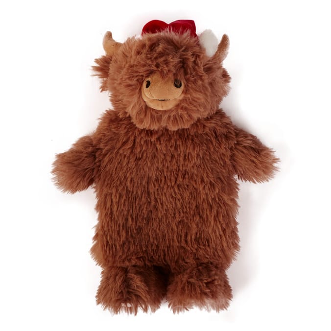 The Lifestyle Edit Christmas Highland Cow Hot Water Bottle 