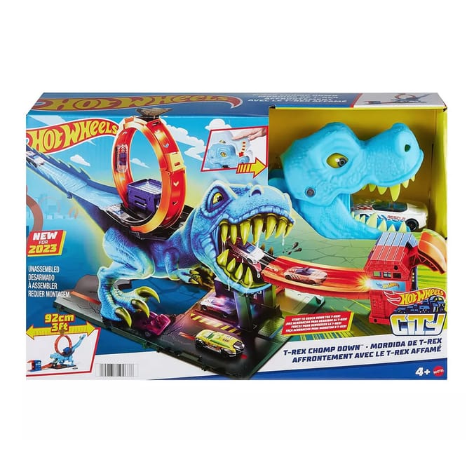 Hot Wheels City T-Rex Stunt Track Playset And Vehicle