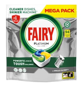 Fairy Platinum All In One Dishwasher Tablets Lemon 94 Tablets
