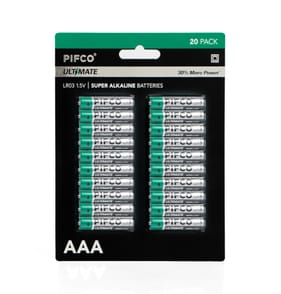 Pifco AAA Ultimate Super Alkaline Batteries 20 Pack