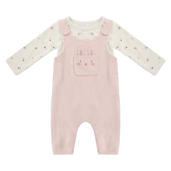 Pure Baby Rabbit Bodysuit & Dungarees Set