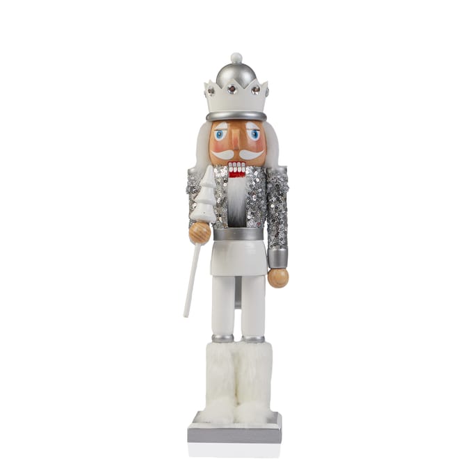 Nordic Spirit Wooden Nutcracker 38cm - Silver