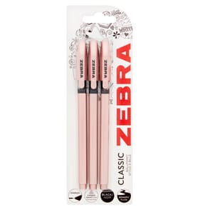 Zebra Classic Ballpoint Rose Gold Black Ink 3 Pack