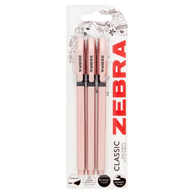 Zebra Classic Ballpoint Rose Gold Black Ink 3 Pack
