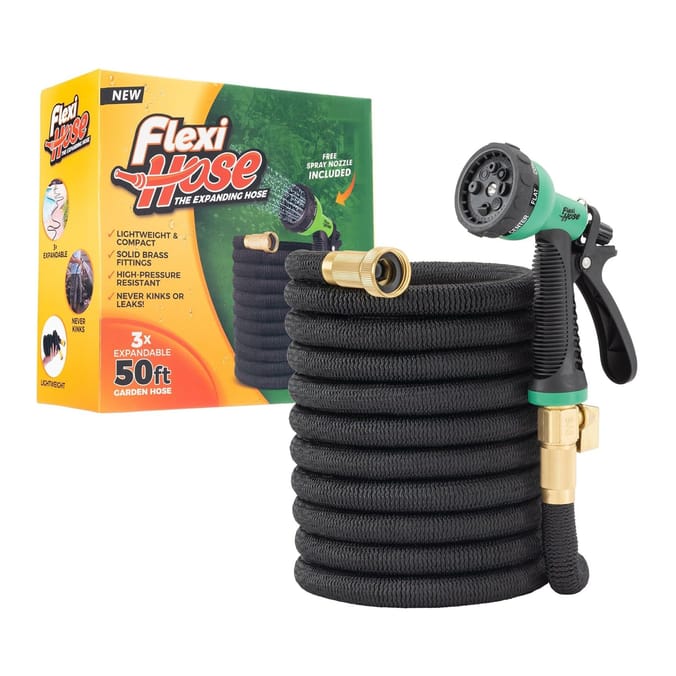 Flexi Hose Lightweight Expandable Garden Hose 50ft with 8 Function Spray Nozzle