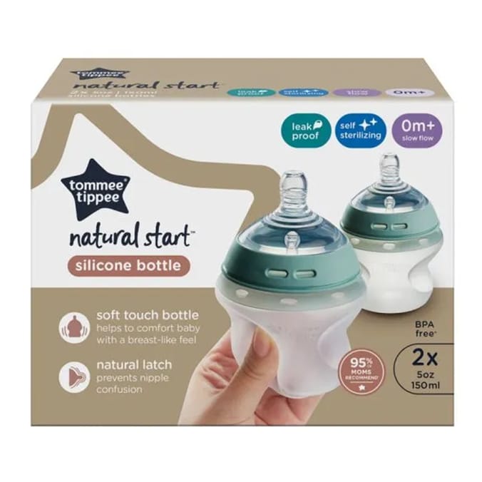 Tommee Tippee Natural Start Silicone Baby Bottles Twin Pack 150ml