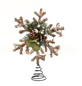 Festive Feeling Christmas Rattan Berry Tree Topper - Natural