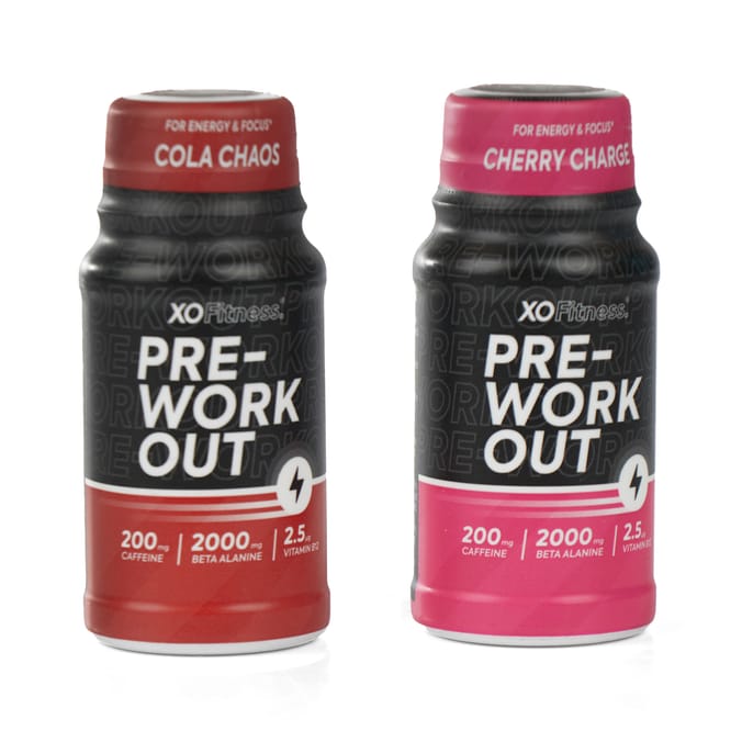 XO Fitness Pre-Workout Shot 60ml - Cherry Charge/Cola Chaos x20