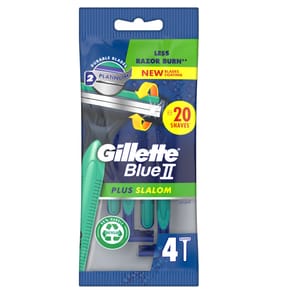 Gillette Blue II Plus Slalom Disposable Razors x4