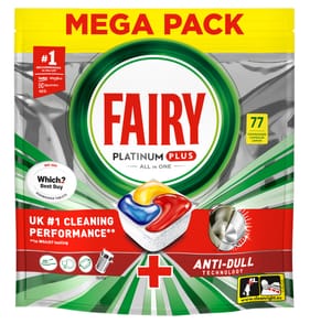 Fairy Platinum Plus All In One Dishwasher Tablets 77 Tablets - Lemon