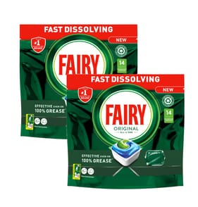Fairy Original All In One Dishwasher Tablets Regular 14 Tablets x2