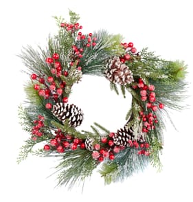 Festive Feeling 60cm Berry Pinecone Christmas Wreath - Red