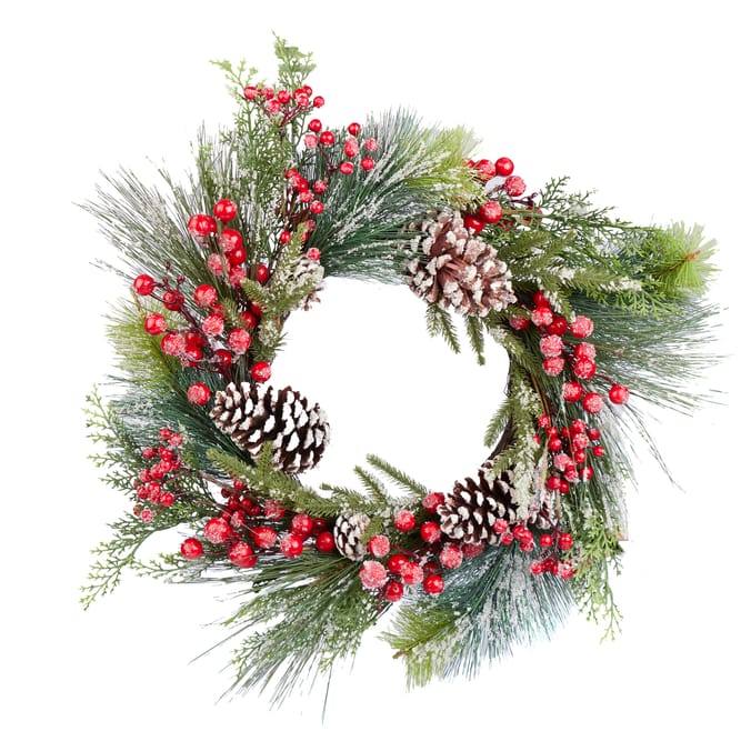 Festive Feeling 60cm Berry Pinecone Christmas Wreath - Red
