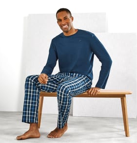 Jeff & Co by Jeff Banks Men's Navy Long Sleeve Top & Long Bottom Pyjama Set