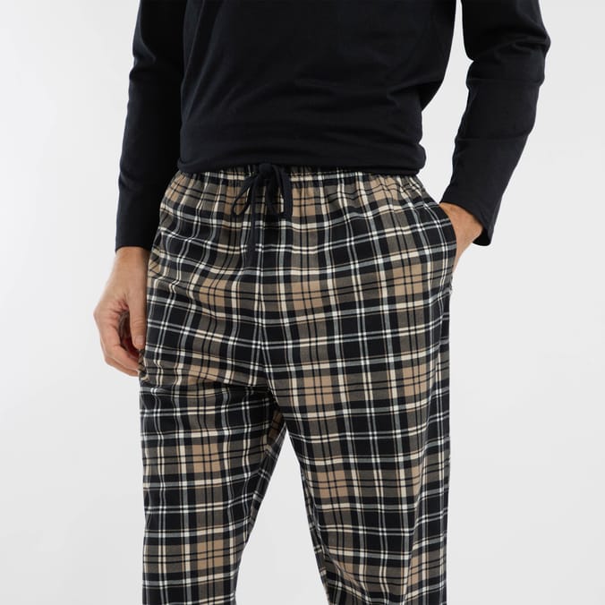 Originals Mens Black Flannel Pyjamas