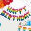 Let's Play Happy Birthday Rainbow Balloon Banner