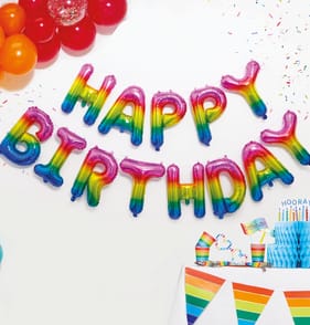 Let's Play Happy Birthday Rainbow Balloon Banner