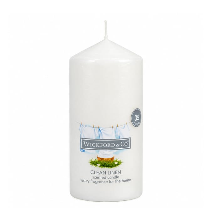 Wickford & Co. Scented Small Pillar Candle - Clean Linen