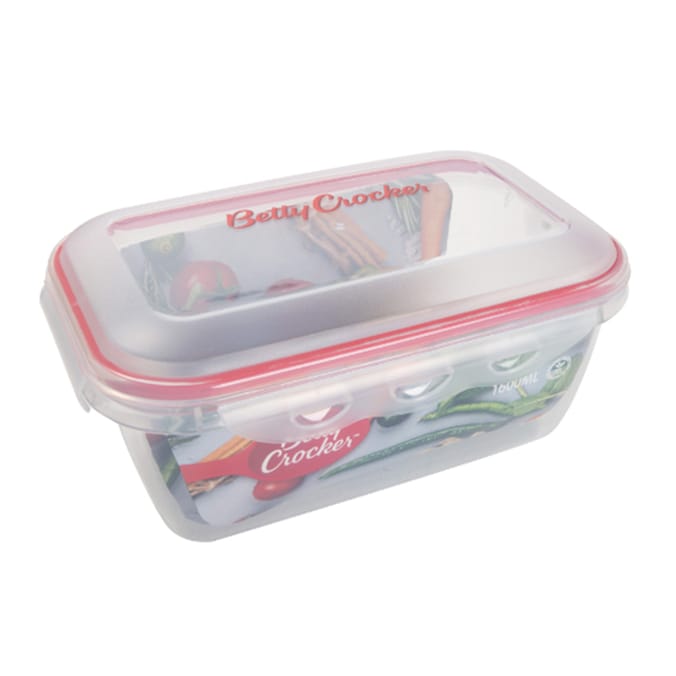 Betty Crocker 1600ml Rectangular Food Container Transparent & Red