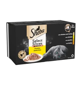 Sheba Select Slices Mixed Poultry Collection in Gravy Cat Food Trays 8 x 85g