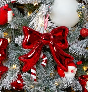 Sleigh Bells Christmas Candy Cane Hanging Bow