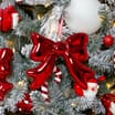Sleigh Bells Christmas Candy Cane Hanging Bow