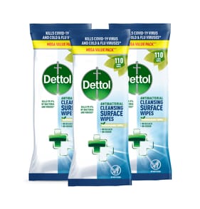 Dettol Antibacterial Large Cleansing Surface Wipes 110s x3