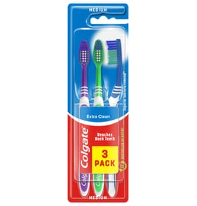 Colgate Extra Clean Medium Manual Toothbrush 3 Pack