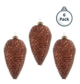 Winter Charm Pinecone Christmas Decoration 6 Pack - Copper