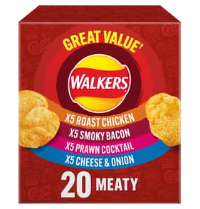 Walkers Meaty Variety Multipack Crisps Box 20 Pack x 25g