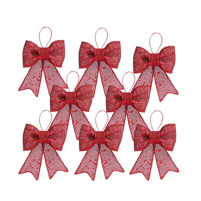 Festive Feeling Decorative Red Bows 2 Pack x4