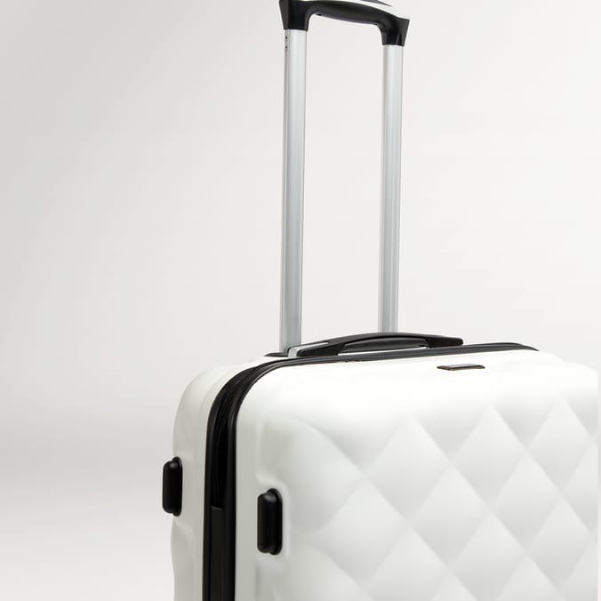 Salisbury Embossed Quilted Shell Suitcase - Off White