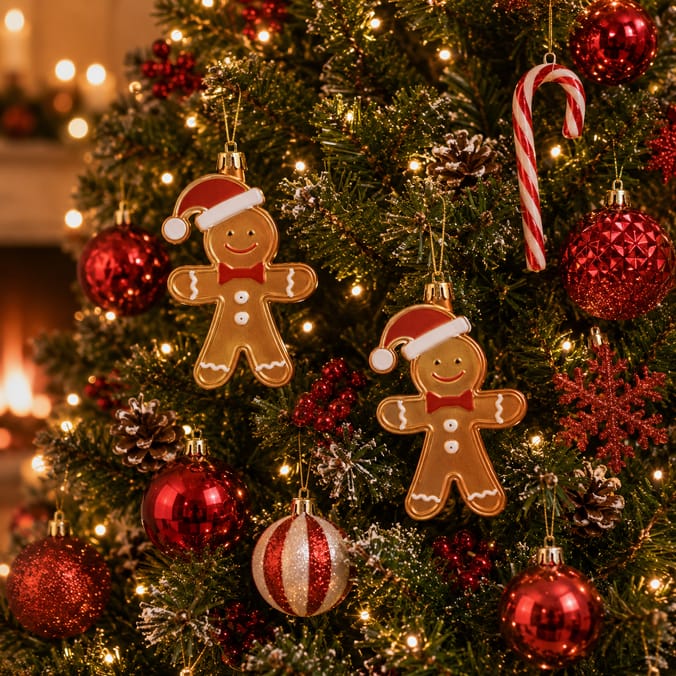 Sleigh Bells Christmas Tree Decoration 6 Pack - Gingerbread