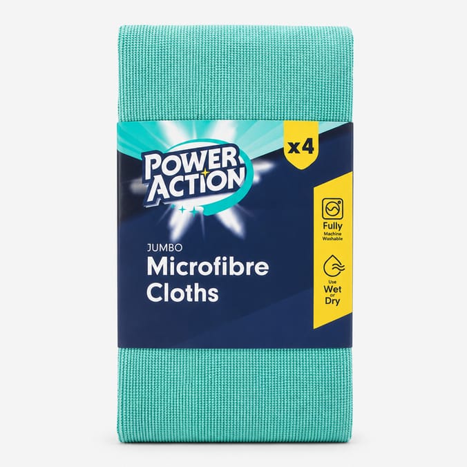 Power Action Jumbo Microfibre Cloth 4 Pack