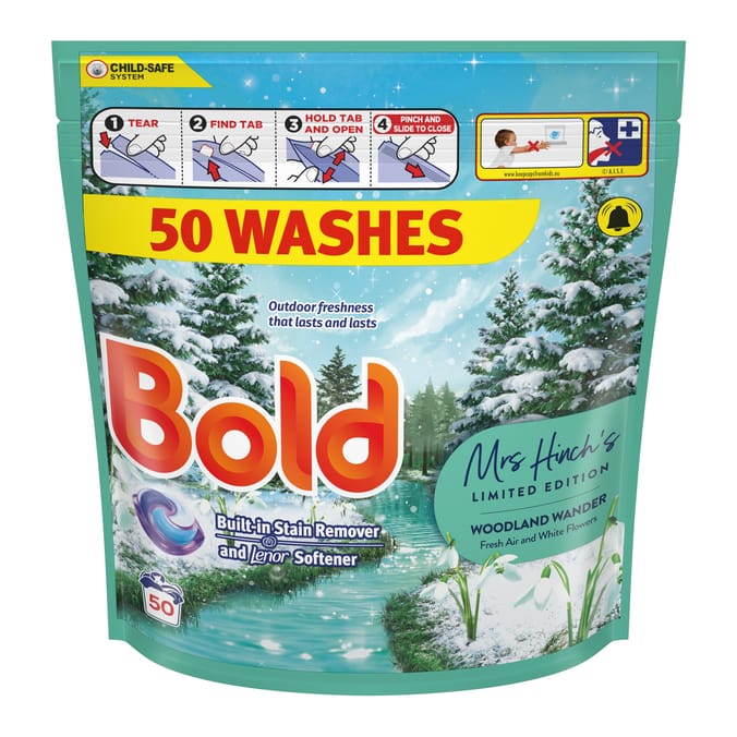 Bold Mrs Hinch’s Woodland Wander Pods Washing Capsules 50 Washes - Fresh Air & White Flowers