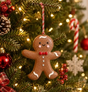 Sleigh Bells Gingerbread Hanging Decoration - Boy
