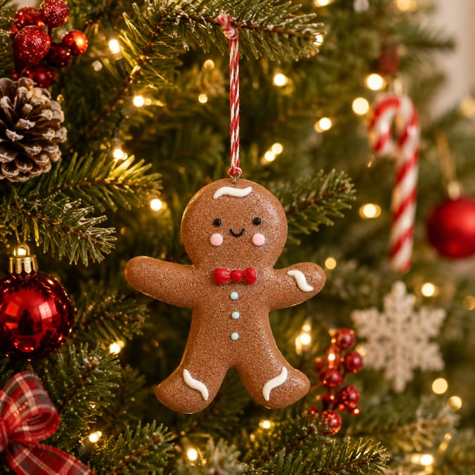 Sleigh Bells Gingerbread Hanging Decoration - Boy