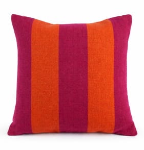 The Lifestyle Edit Travellers Bazaar Stripe Cushion - Orange & Pink 