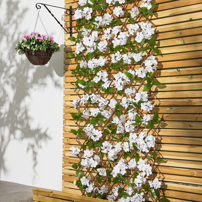 Jardin Expandable Artificial White Hyrangea Willow Trellis