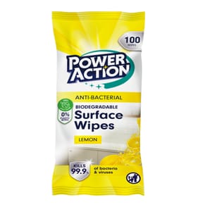 Power Action Anti-Bacterial Surface Wipes 100s x2