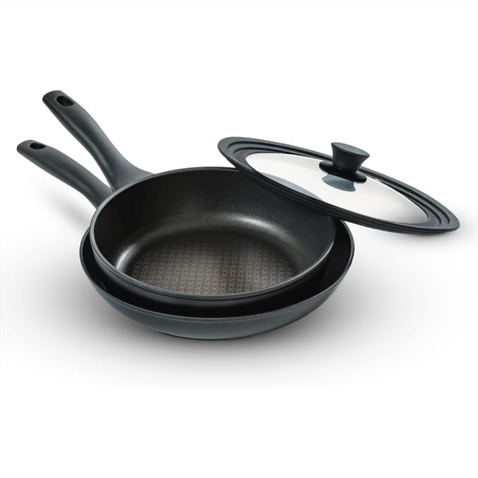 Prestige Nadiya Black Round Aluminium Non-Stick Frying Pan Set