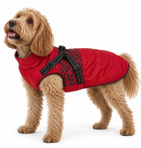 My Pets Dog Coat with Adjustable Harness Red 