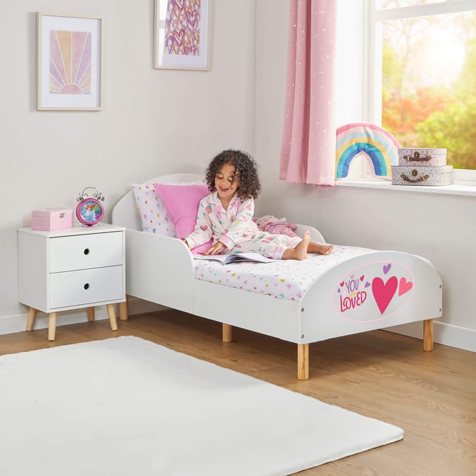 Liberty House Toys Kids White Toddler Bed – You Are Loved