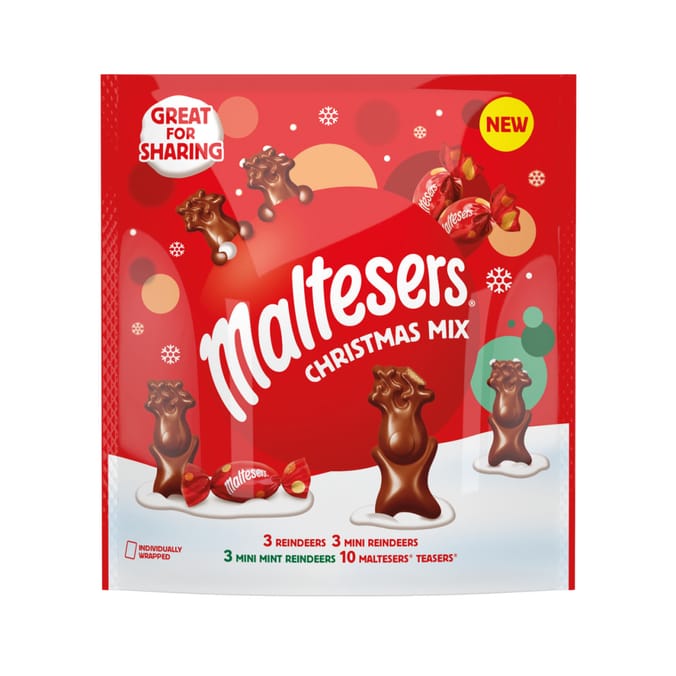 Maltesers Christmas Mix, Mint Chocolate & Milk Chocolate Selection Pouch 240g