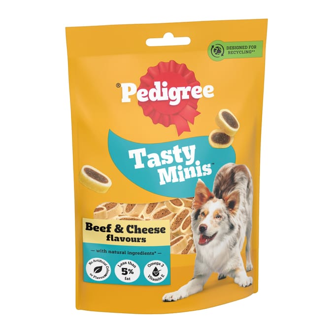 Pedigree Tasty Minis Adult Dog Treats 140g - Cheese & Beef Nibbles
