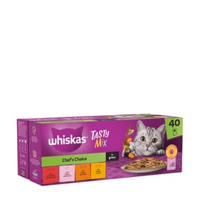 Whiskas Tasty Mix Chef's Choice In Gravy 1+ Adult Wet Cat Food Pouches 40x85g