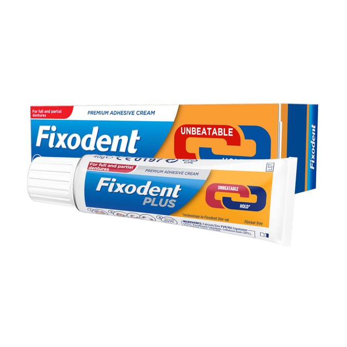 Fixodent Plus Unbeatable Bite Denture Adhesive Flavour Free 40g