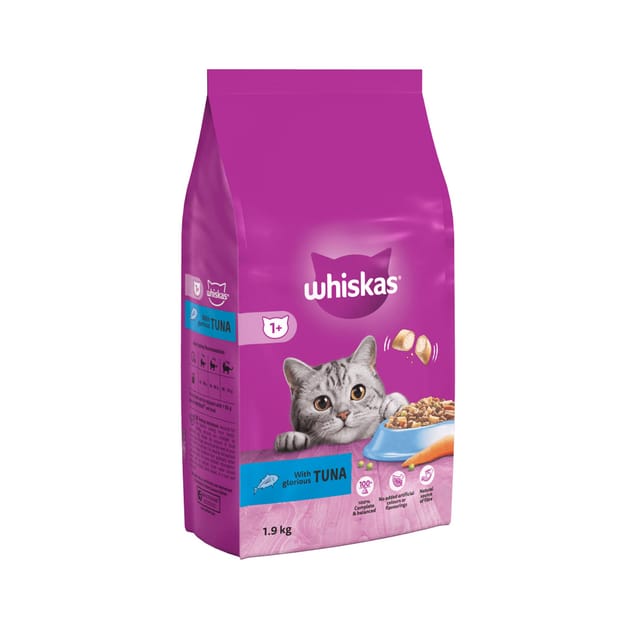 Whiskas 1+ Adult with Tuna Dry Cat Food 1.9kg Home Bargains