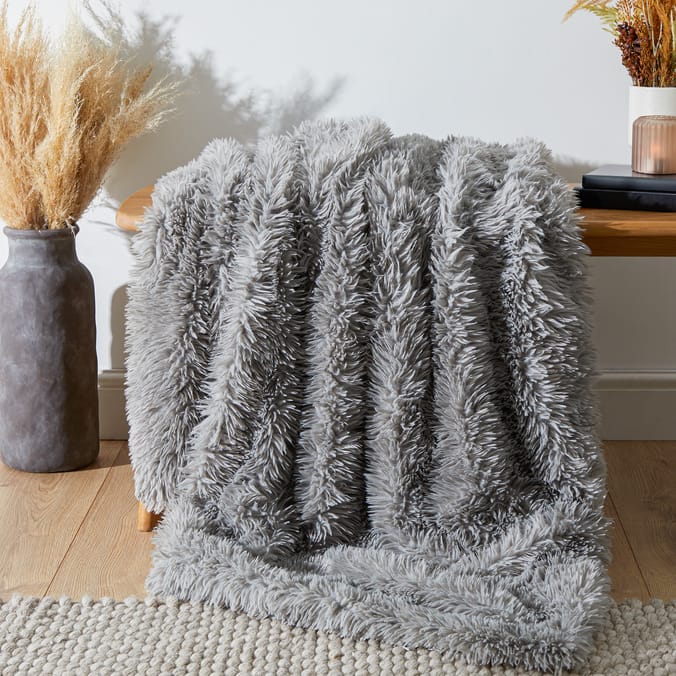 The Winter Warmer Collection Wren Faux Fur Throw - Grey