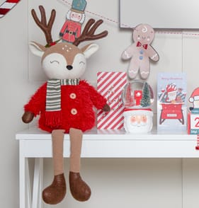 Sleigh Bells Sitting Plush Reindeer - Girl